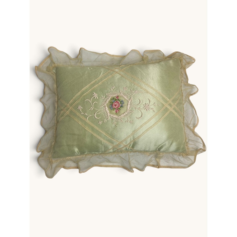 Vintage Mint Green Boudoir Pillow 40s-50s Grandmillennial, Shabby Chic, Romantic